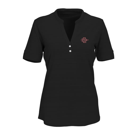 Women's Black San Diego State Aztecs Strata Textured Henley Shirt