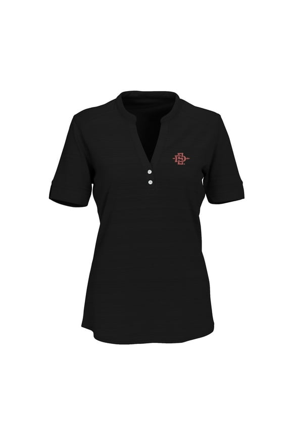Women's Black San Diego State Aztecs Strata Textured Henley Shirt