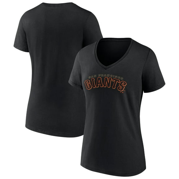 Women's Black San Francisco Giants Giants Alternate Club Lettering V-Neck T-Shirt