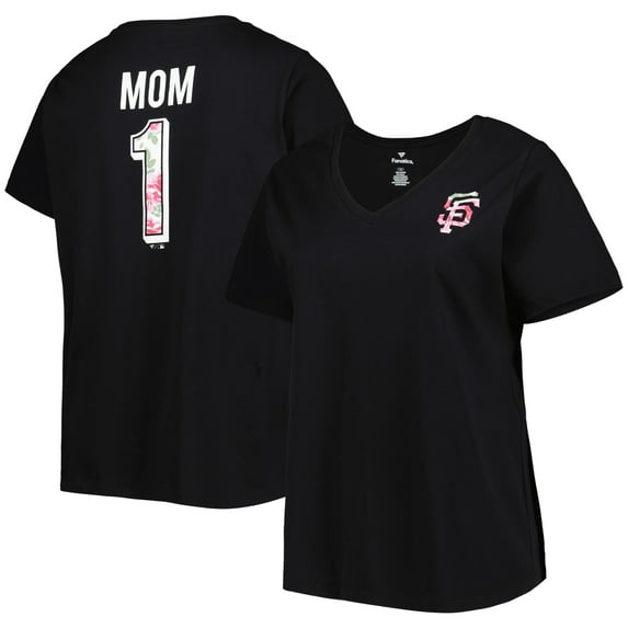 Women's Black San Francisco Giants Mother's Day Plus Size Best Mom Ever-V-Neck T-Shirt