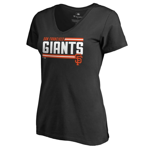 Women's Black San Francisco Giants Onside Stripe V-Neck T-Shirt