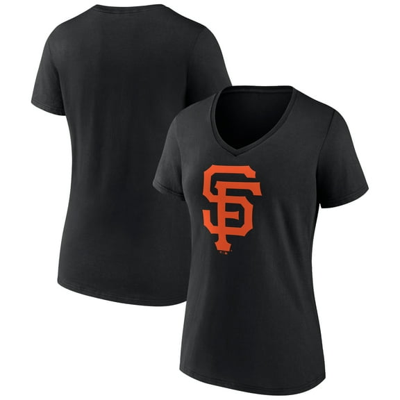Women's Black San Francisco Giants Team Color Primary Logo V-Neck T-Shirt