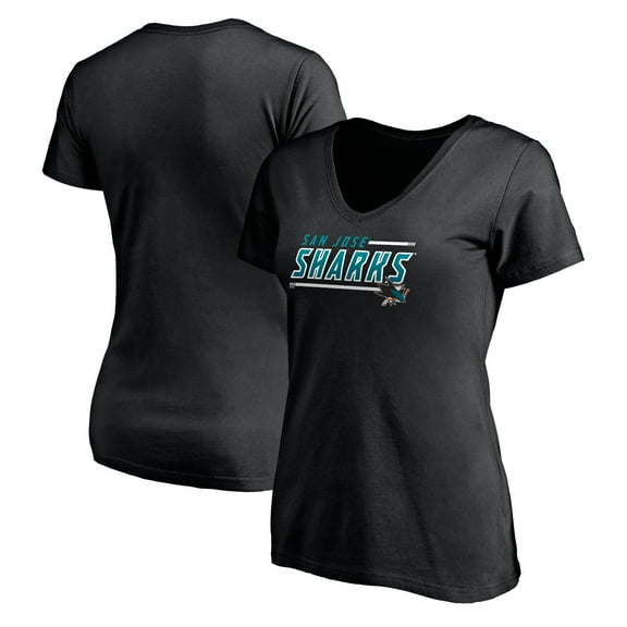 Women's Black San Jose Sharks Mascot In Bounds V-Neck T-Shirt