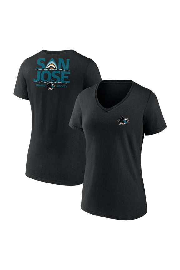 Women's Black San Jose Sharks Territorial V-Neck T-Shirt