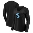 thumbnail image 1 of Women's Black Seattle Kraken Primary Logo V-Neck Long Sleeve T-Shirt, 1 of 3