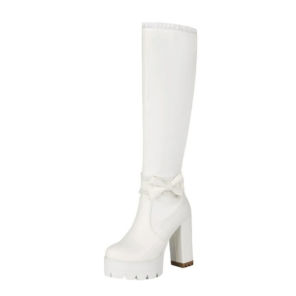 Women's Black Sexy Over the Knee Thigh High Chunky Heel Boots Round Toe Long Stretch Fashion Winter Boots Platform Knee High Boots