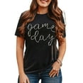 thumbnail image 1 of Women's Black Shiny Rhinestone Game Day Crewneck T-Shirt | [ZhiHiMeRi] | (US 20-22)2XL, 1 of 8