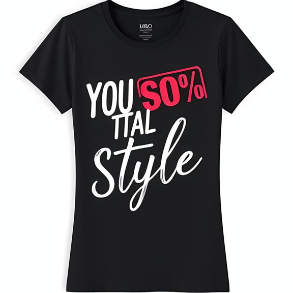 Women's Black Short Sleeve T-Shirt with 'YOU SO% TTAL Style' Graphic Red Accent