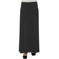 thumbnail image 1 of Women's Black Slinky Knit V- Yoke Ankle Length Long Skirt, 1 of 2