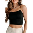 thumbnail image 1 of Women's Black Spaghetti Strap Cropped Tank Top - Slim Fit Cami - [ZhiHiMeRi] | (US 12-14)L, 1 of 12