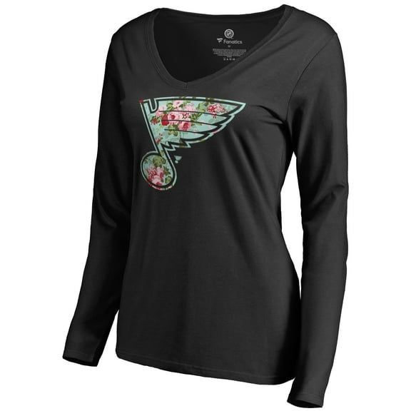 Women's Black St. Louis Blues Lovely Long Sleeve V-Neck T-Shirt