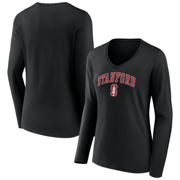 Women's Black Stanford Cardinal Campus Long Sleeve V-Neck T-Shirt