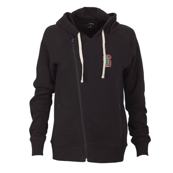 Women's Black Stanford Cardinal Fleece Moto Jacket