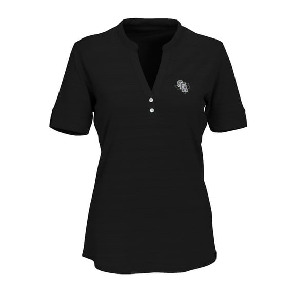 Women's Black Stephen F Austin Lumberjacks Strata Textured Henley Shirt