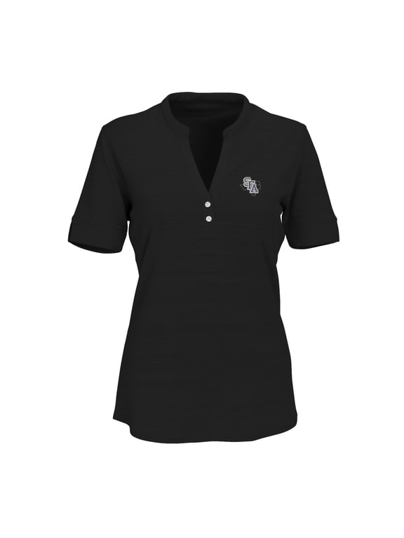 Women's Black Stephen F Austin Lumberjacks Strata Textured Henley Shirt