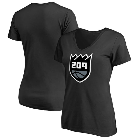 Women's Black Stockton Kings Alternate Logo V-Neck T-Shirt