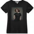 Women's Black TShirt with Iconic Portrait Design Inspired Print