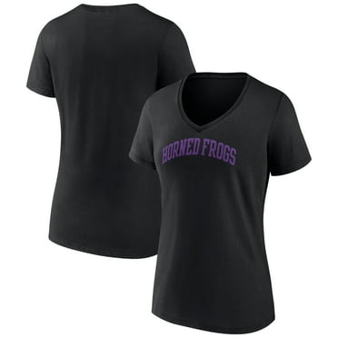 Women's Black TCU Horned Frogs Basic Arch V-Neck T-Shirt