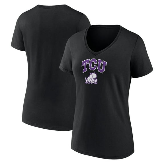 Women's Black TCU Horned Frogs Campus V-Neck T-Shirt