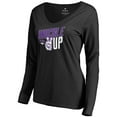 thumbnail image 1 of Women's Black TCU Horned Frogs Knuckle Up Long Sleeve V-Neck T-Shirt, 1 of 3