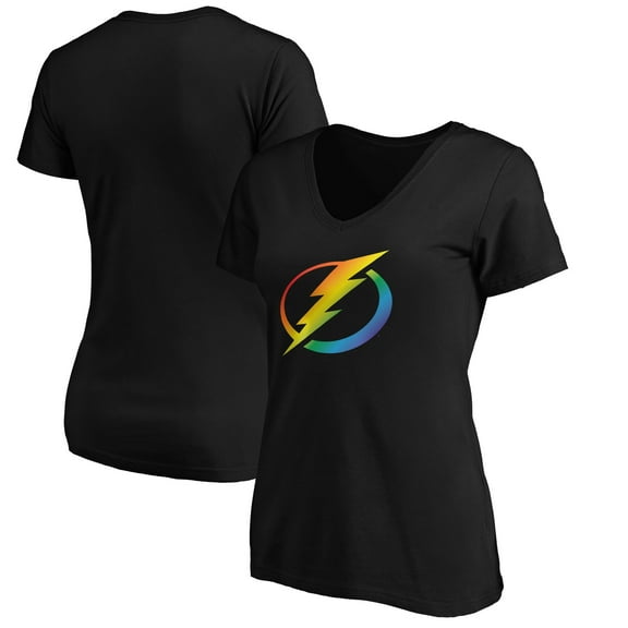 Women's Black Tampa Bay Lightning Team Pride Logo V-Neck T-Shirt