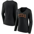 thumbnail image 1 of Women's Black Texas Longhorns Basic Arch Long Sleeve V-Neck T-Shirt, 1 of 3
