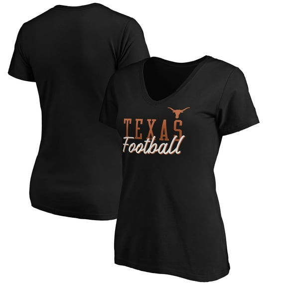 Women's Black Texas Longhorns Sport Script V-Neck T-Shirt
