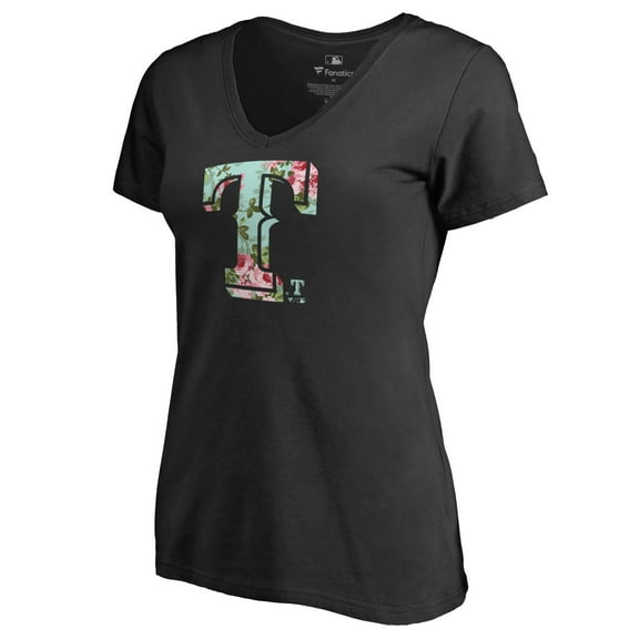 Women's Black Texas Rangers Lovely V-Neck T-Shirt