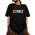 thumbnail image 1 of Women's Black Thanksgiving Turkey Gobble Print Tshirt Graphic Tees Shirts S-5XL Fall Holiday Casual Tops, 1 of 5