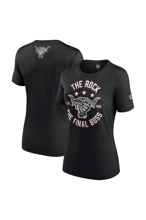 Women's Black The Rock The Final Boss T-Shirt