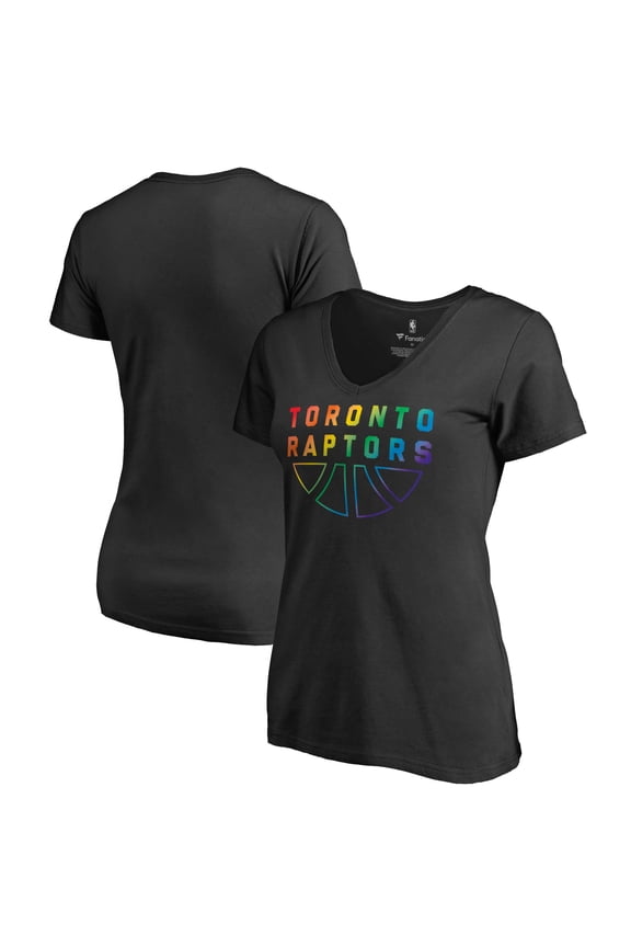 Women's Black Toronto Raptors Team Pride Wordmark V-Neck T-Shirt