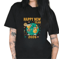 thumbnail image 1 of Women's Black Tshirt Graphic Tees Shirts 2026 Happy New Year Retro Cocktail Party Design Casual Tops S-5XL, 1 of 5