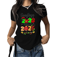 thumbnail image 1 of Women's Black Tshirt Graphic Tees Shirts Goodbye 2025 Hello 2026 Christmas Ornament Sock Design Casual Tops S-5XL, 1 of 5