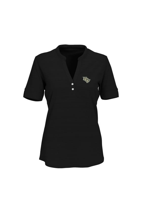 Women's Black UCF Knights Strata Textured Henley Shirt