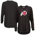 thumbnail image 1 of Women's  Black Utah Utes Oversized Cuddle Raglan Tri-Blend Pullover Sweatshirt, 1 of 3