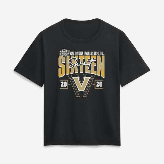 Women's Black Vanderbilt Commodores 2026 NCAA Women's Basketball Tournament March Madness Sweet 16 Court Shot T-Shirt