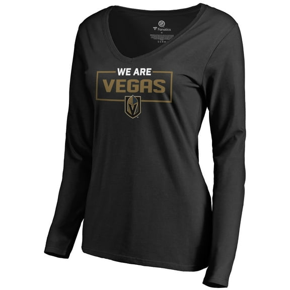 Women's Black Vegas Golden Knights Iconic Collection We Are Long Sleeve V-Neck T-Shirt