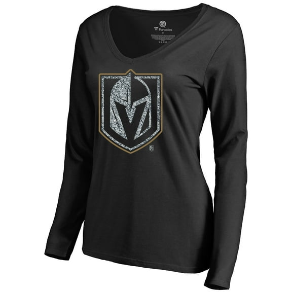 Women's Black Vegas Golden Knights Static Logo Long Sleeve V-Neck T-Shirt