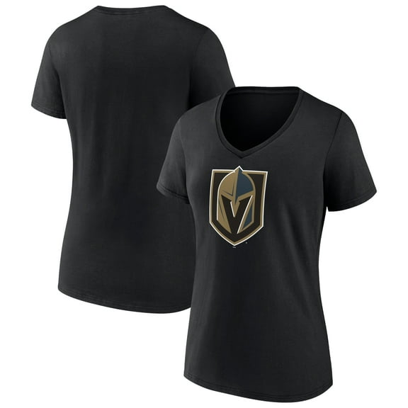 Women's Black Vegas Golden Knights Team Primary Logo V-Neck T-Shirt