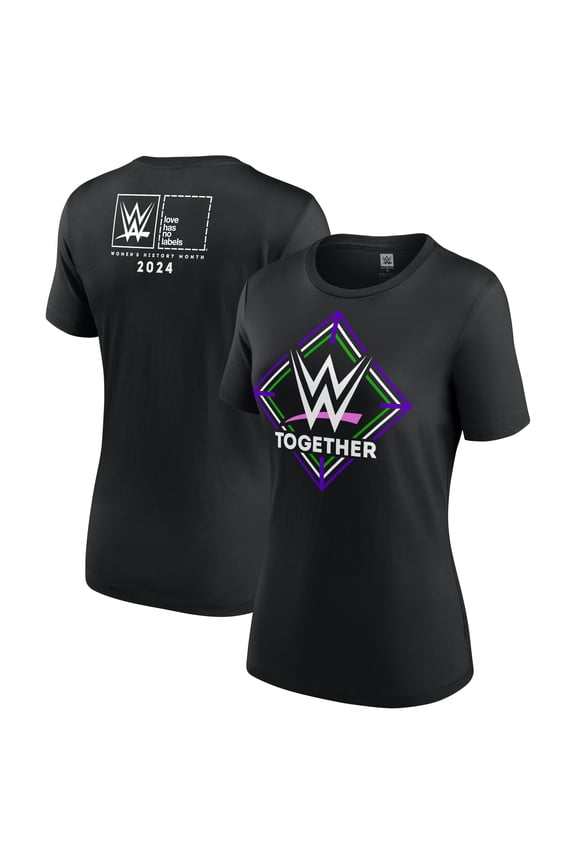 Women's Black WWE Together Women's History Month 2024 T-Shirt