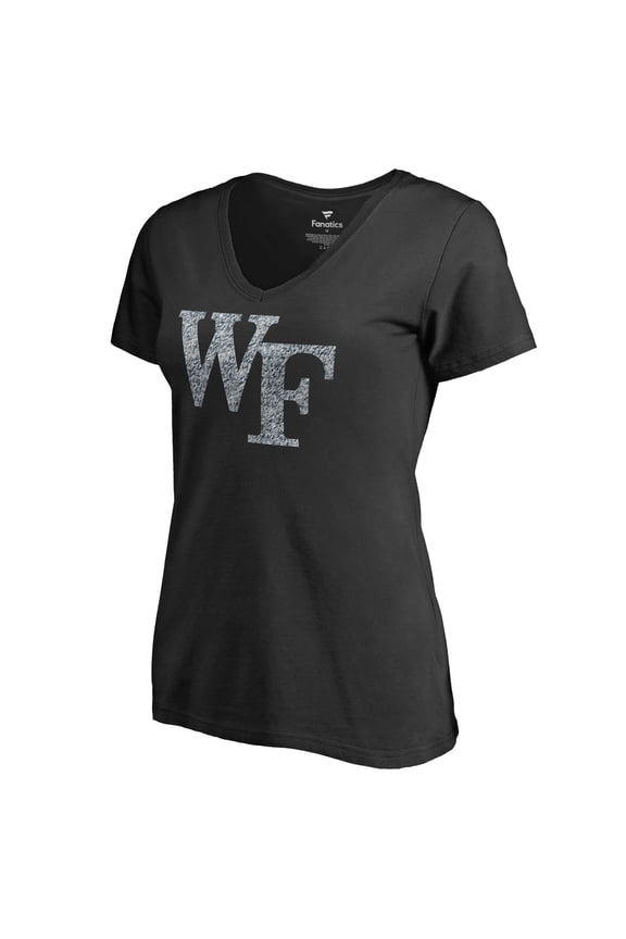 Women's Black Wake Forest Demon Deacons Static Logo V-Neck T-Shirt