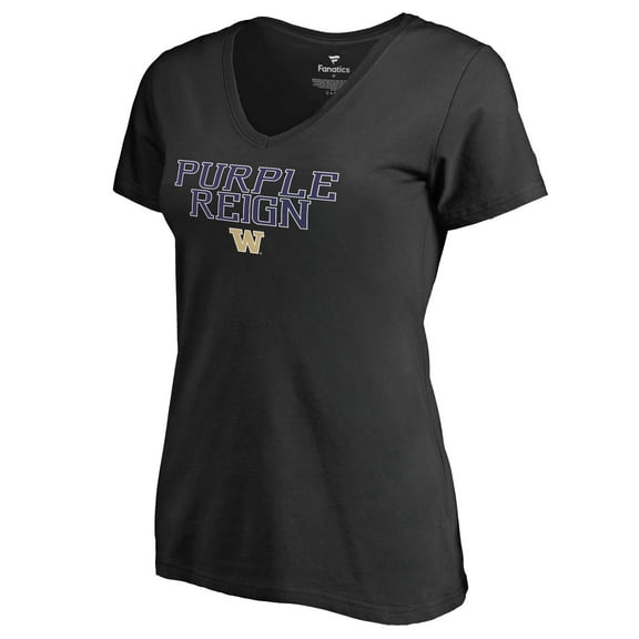Women's Black Washington Huskies Purple Reign V-Neck T-Shirt