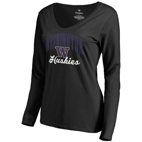 Women's Black Washington Huskies Victory Script Long Sleeve T-Shirt