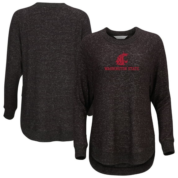 Women's Black Washington State Cougars Oversized Cuddle Raglan Tri-Blend Pullover Sweatshirt