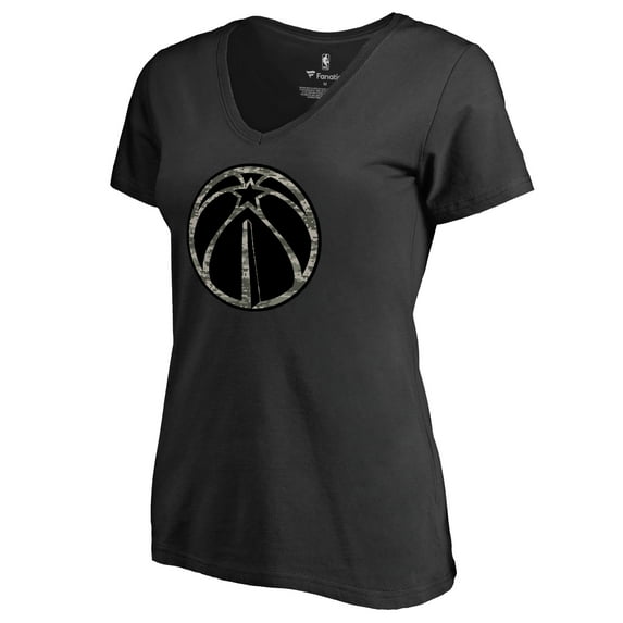 Women's Black Washington Wizards Cloak Camo V-Neck T-Shirt