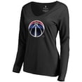 thumbnail image 1 of Women's Black Washington Wizards Midnight Mascot Long Sleeve V-Neck T-Shirt, 1 of 3