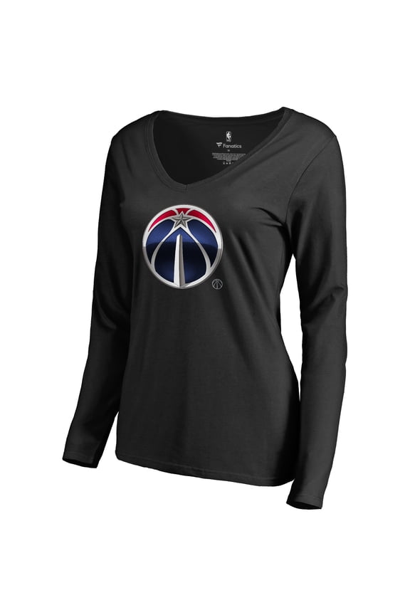 Women's Black Washington Wizards Midnight Mascot Long Sleeve V-Neck T-Shirt