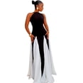 thumbnail image 1 of Women's Black & White Irregular Big Hemline Dress, Zipper, O-Neck, Sleeveless, Sexy, 1 of 16