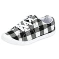 thumbnail image 1 of Women's Black White Plaid LowTop Canvas Sneakers Christmas Fashion Lace Up Lightweight Casual Walking Flat Shoes for Holiday Daily Wear, 1 of 6