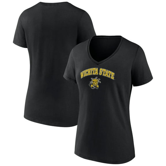 Women's Black Wichita State Shockers Campus V-Neck T-Shirt